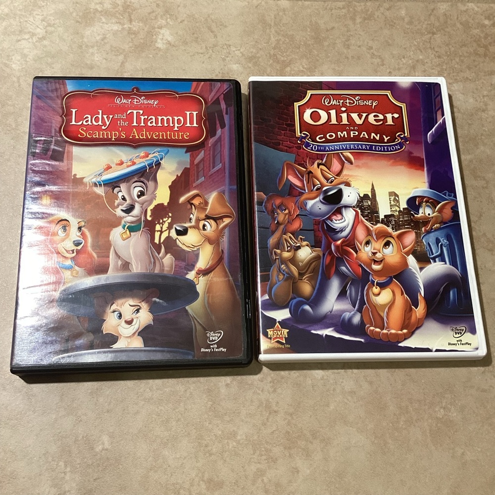 Disney Lady and the Tramp Two Scamps Adventure DVD AND Oliver And Compan…